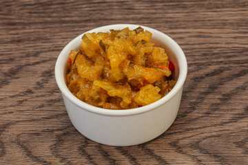 Relish sauce with cucumbers and mustard