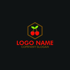 Fototapeta premium cherry fruits logo vector