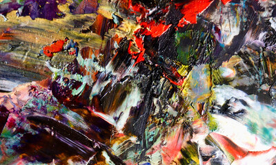 Abstract oil painting on canvas . background wallpaper. Modern motif visual art . Trendy hand...