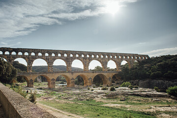 Obraz premium Pont du Gard France bridge, roman empire aqueduct, world heritage site