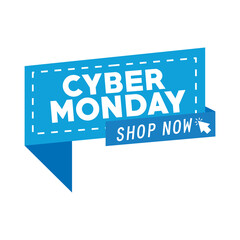 cyber monday lettering in speech bubble with arrow mouse vector illustration design