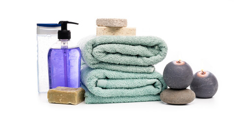 Spa equipment including candles and stone