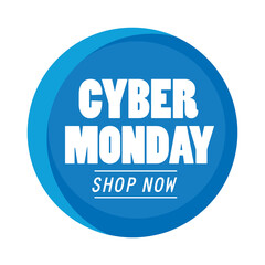 cyber monday lettering in circular seal vector illustration design