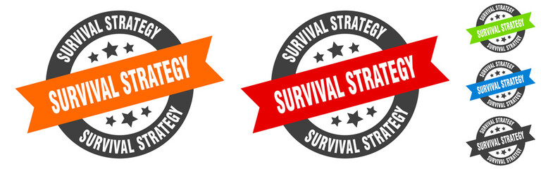 survival strategy stamp. survival strategy round ribbon sticker. tag