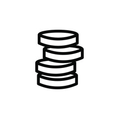 Stack of coins, money stacked, stash of money, saved money. Black Friday, Cyber Monday related single icon on white background, thin line, outline EPS Vector