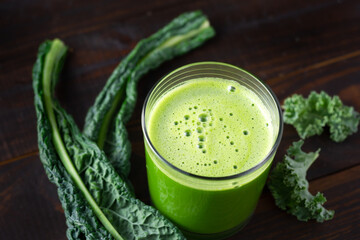 Fresh organic green juice with copy space