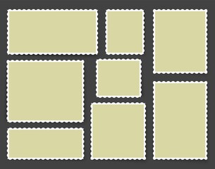 Blank postage stamp. Vector post mail label. Square rectangle postmark. Vintage empty template.