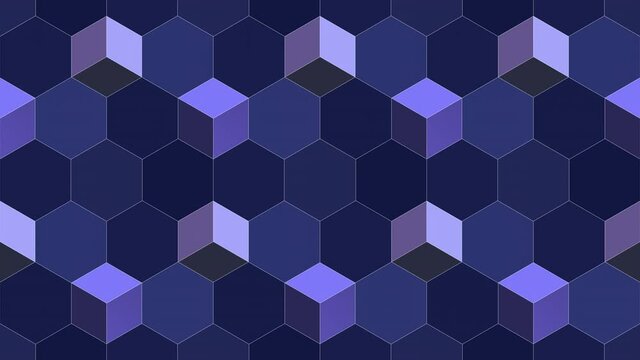 Loop of blue-violet geometric pattern with cubes.