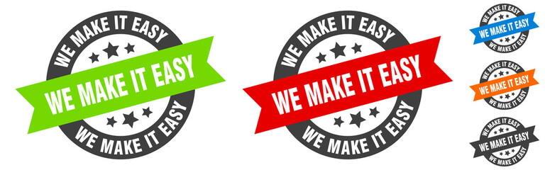 we make it easy stamp. we make it easy round ribbon sticker. tag