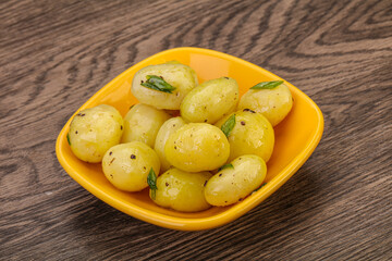 Young boiled potato in the bowl