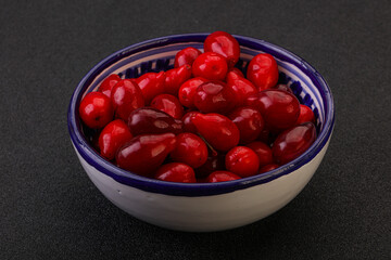 Sweet and ripe cornel berries