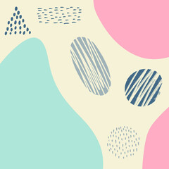 Hand drawn abstract memphis pattern texture with handmade elements, different decors. Texture can be used for wallpapers, prints, websites. white background EPS Vector