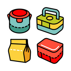 lunchbox outline icon set 2