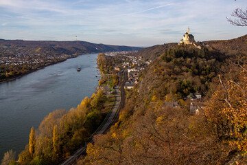 Fototapeta na wymiar Walk around Marksburg in Brauchbach near Koblenz, Germany