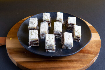 Italian fudge on black plate