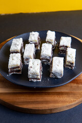 Italian fudge on black plate
