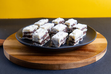 Italian fudge on black plate