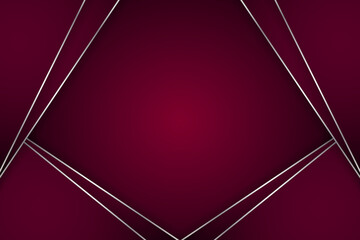 Abstract modern geometric background design. Silver lines on a burgundy background.
