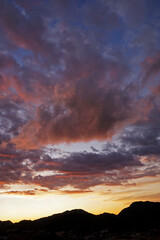 Dramatic sky at sunset, Sao Joao del Rei, Brazil 