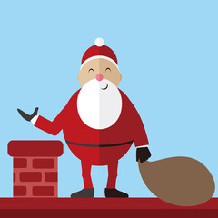 Santa Claus vector illustration, Funny santa claus carries the pouch