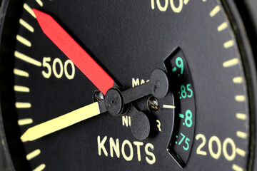analogue airspeed indicator of jet aircraft