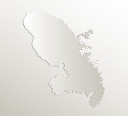 Martinique map, card paper 3D natural blank