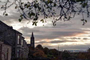 Sunset in the Scottish town