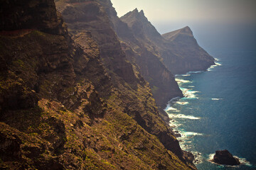 Very high rocky coastline, Mirador del Balcón, Gran Canaria, Canary Island, Spain