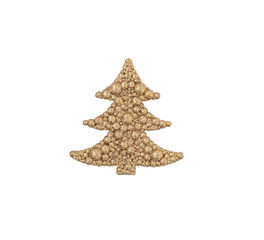 Gold Christmas tree decoration stock photo. Christmas tree decoration isolated on a white background with soft shadow and reflection