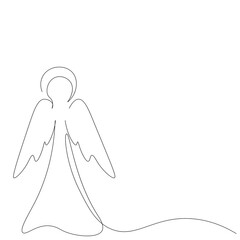 Christmas background with angel drawing. Vector illustration