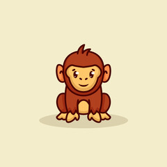 cute baby chimpanzee mascot design