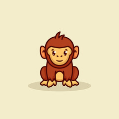 cute baby chimpanzee mascot design
