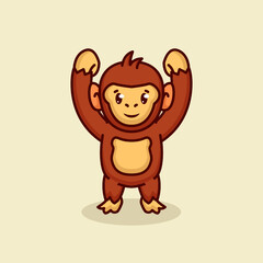 cute baby chimpanzee mascot design