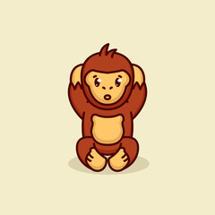 cute baby chimpanzee mascot design
