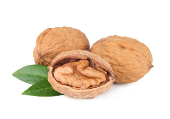 Walnuts isolated on white background