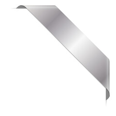 silver corner ribbon banner on white background	
