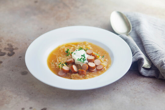 Sauerkraut soup with cabanossi