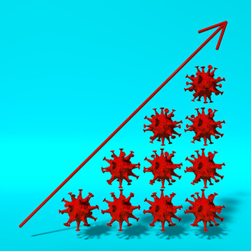 Coronavirus Infection Incidence Graph On A Blue Background. 3d Illustration.