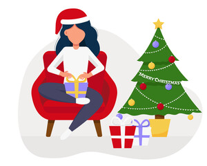 A cute girl holds gift