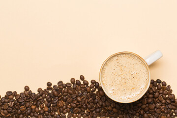 Coffee and coffee beans in studio