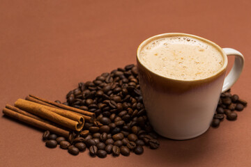 Coffee and coffee beans in studio