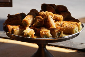 baklava,  dish, East, food, dessert, plate, sweetness, dessert