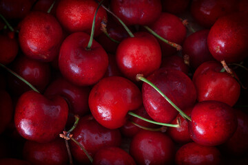 Bodegón de cerezas macro