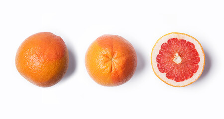 Grapefruit whole and cutted in studio