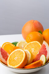 Many fresh citrus fruits, orange and grapefruit