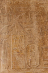 Fototapeta premium Ancient egyptian hieroglyphs carved on the stone wall