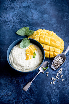 Mango quark with sunflower seeds