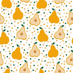 A simple pattern of pear. Juicy orange pears . White background. Vector texture. Bright print for Wallpaper.