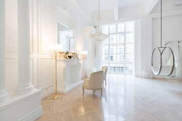 modern light clean rich baroque style interior with swing