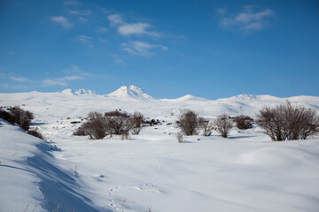 Fototapeta na wymiar snowy Aragats mountain in Armenia